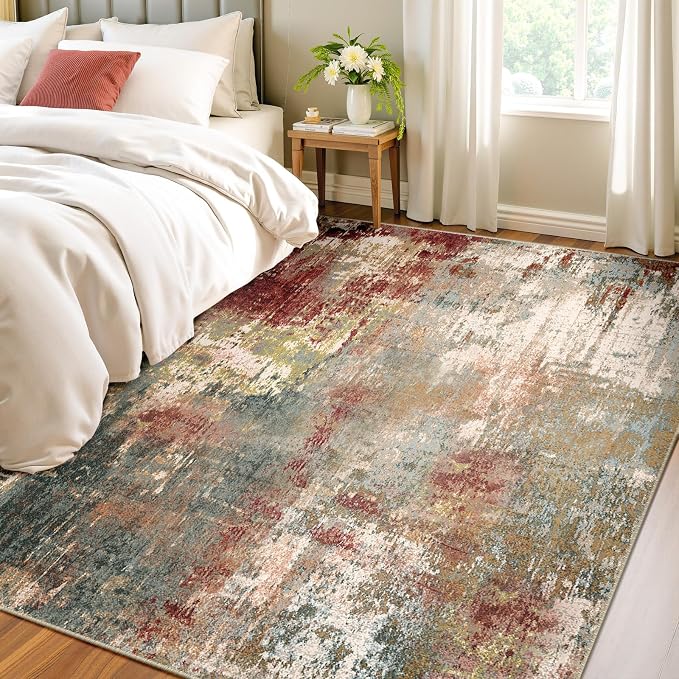 RELEANY Washable Area Rugs 4'x6' Non-Slip Modern Abstract Soft - Image 3