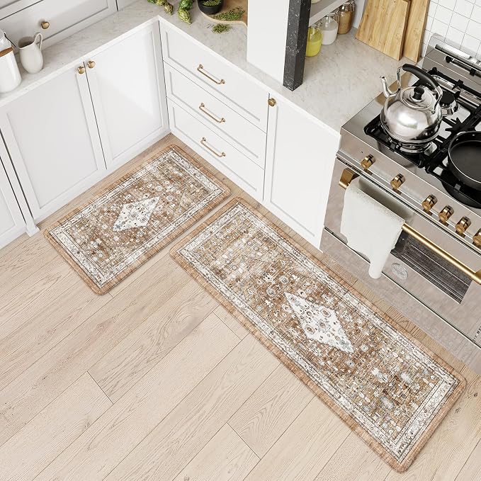 Collive Boho Kitchen Mats for Floor 2 Piece, Cushioned Anti Fatigue Mat Comfort - Image 7