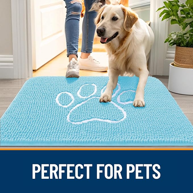 OLANLY Dog Door Mat for Muddy Paws 30x20, Paw Print Design, Absorbs Moisture - Image 6