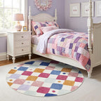 jinchan Macy 4ft Round Rug for Kids Room Modern Colorful Checkered Diamond - Image 3