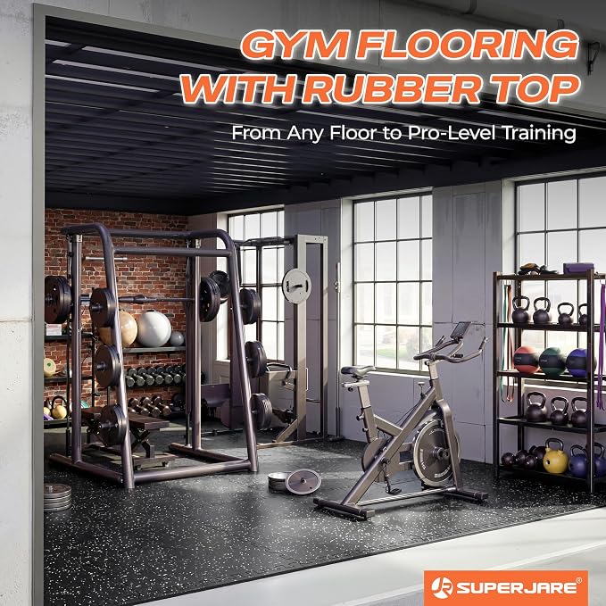 SUPERJARE 0.56'' Thick 24 Pcs 96 Sq Ft Rubber Top Exercise Equipment Mats - Image 8