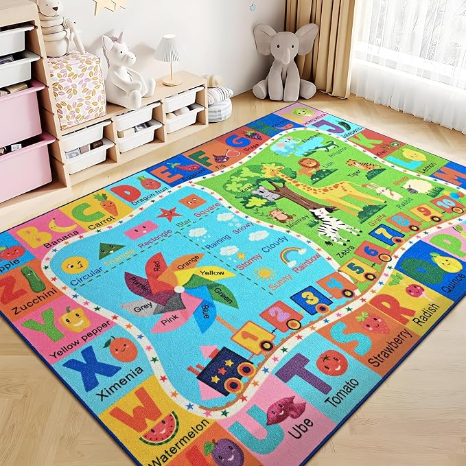 Kids Rug for Playroom, 5x7 ABC Educational Carpet for Classroom, Fun Alphabet - Image 5