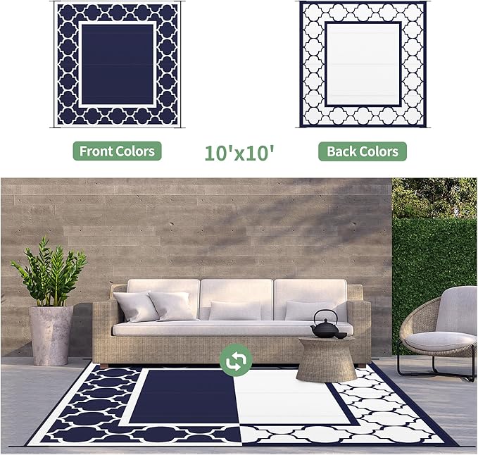 GENIMO 10 ' x 10 ' Outdoor Rug Waterproof - Image 5