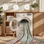 8x10 Area Rugs for Living Room: Washable Rug Soft Vintage Distressed Floral - Image 8