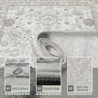 Washable Area Rug 8x10 Gray, Large Soft Rugs - Image 4