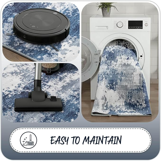 Entryway Rug 3x5 Blue Door Mat Indoor Entrance 36x60, Washable Small Throw Rugs - Image 6