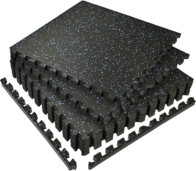 SUPERJARE 0.56'' Thick 6 Pcs 24 Sq Ft Rubber Top Exercise Equipment Mats by SUPERJARE