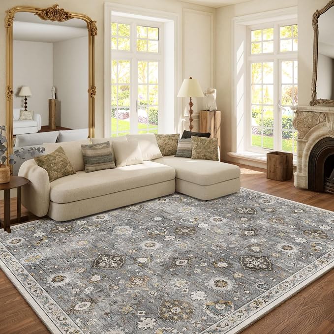 Machine Washable Rug for Living room: 6x9 Area Rugs Boho Vintage Rugs Stain by palohom