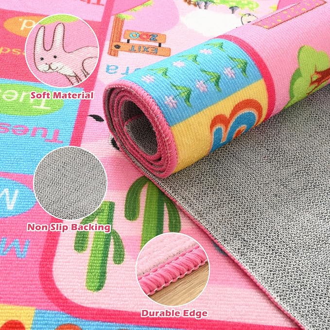 Terrug Kids Rug for Playroom, Educational Classroom Rug for Kids Room, Washable - Image 11