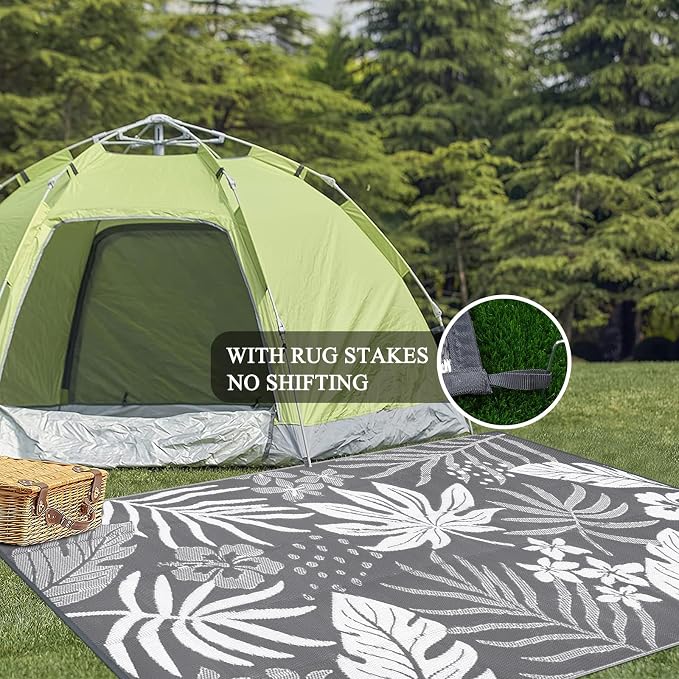 Pauwer Waterproof Outdoor Rug 6x9, Reversible Plastic Straw Patio Camping Rug - Image 6