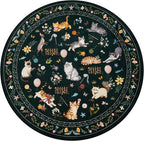 Unirea 4x4 Black Cat Round Area Rugs, Washable Soft Non Slip Circle Rug - Image 2