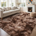 AROGAN Shag Brown Area Rug for Bedroom, 4x6 Feet Washable Non-Slip Modern by AROGANAREARUG