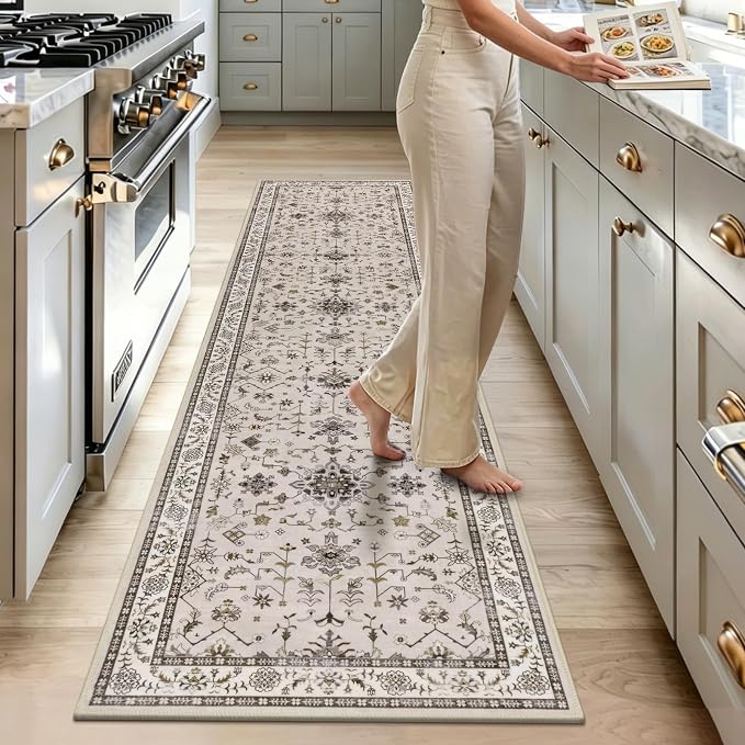 HEBE Washable Hallway Runner Rug 2'x 8' Non Slip Kitchen Rugs Runner, Low Pile - Image 9