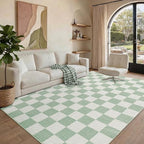 GarveeHome Checkered Sage Green 2x3 Washbale Rug Door Mat Geometric Diamond Dot - Image 4