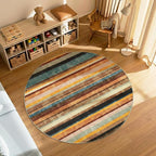 jinchan Round Rug 5ft Area Rug Modern Striped Rug Washable Rug Soft Large - Image 2