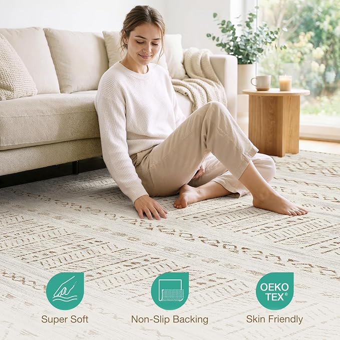 cotiled 10x12 Area Rugs Living Room Rug: Washable Boho Rugs - Image 5