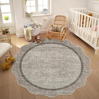 GarveeHome Scalloped Washable Round Rugs, Non-Slip Soft Round Rug 4 ft - Image 3
