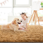 LOCHAS Bedroom Rug 2.6' x 5.3', Khaki Fluffy Shaggy Area Rug - Image 4