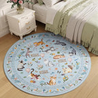 Unirea 4x4 Light Blue Grey Cat Round Area Rugs, Washable Soft Non Slip Circle - Image 4