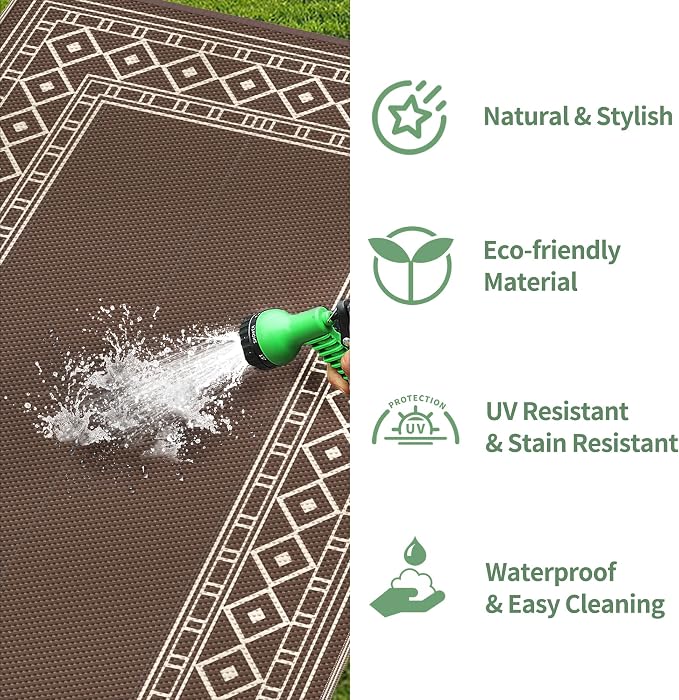 GENIMO Outdoor Rug Waterproof for Patio Decor, Outside Area Mat for Rv - Image 8