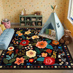 RELEANY Floral Square 6ft Area Rugs Washable Print Boho Cute Carpet Non Slip - Image 9