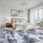 10x12 Area Rugs for Living Room Washable: Abstract Soft Thin Low Pile Black Rug - Image 3