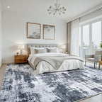 9x12 Area Rugs for Living Room Washable: Abstract Soft Thin Low Pile Black Rug - Image 4