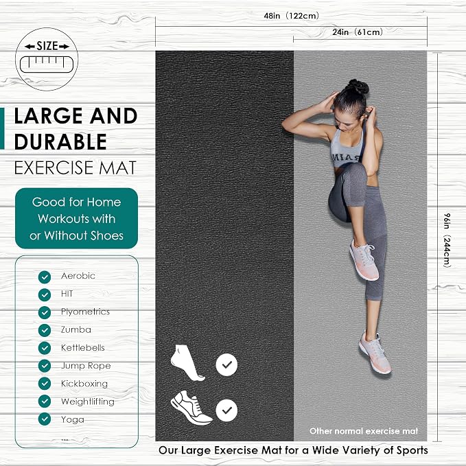 Large Exercise Mat, High-Density Gym Mats Cardio Mat - Image 3
