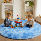 ONASAR Round Rugs 6ft for Living Room Bedroom, Tie-Dye Blue Fluffy Circle Area - Image 4