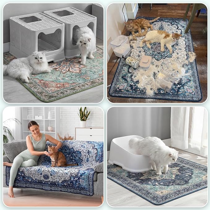 Hompet Cat Litter Mat 2 Pack, 72x72 Large Machine Washable Trapping Mats - Image 4
