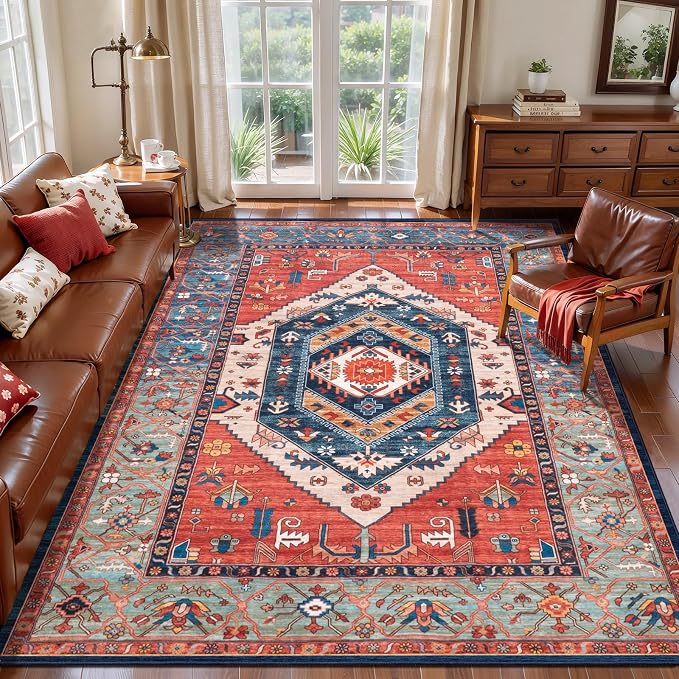 SERISSA Area Rug 4x6 Boho Rugs for Bedroom, Washable Non-Slip Living Room Rugs - Image 3