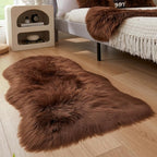 EasyJoy Ultra Soft Fluffy Shaggy Area Rug, 2 x 4 ft, Coffee | Sheepskin - Image 2