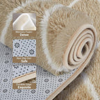 TOOHUB Fluffy Rug for Bedroom, 8X10Feet Stripe Checkered Rug Anti-Skid High - Image 4