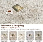 5x7 Area Rugs for Living Room:Beige Washable Vintage Medallion Carpet Non-Slip - Image 9