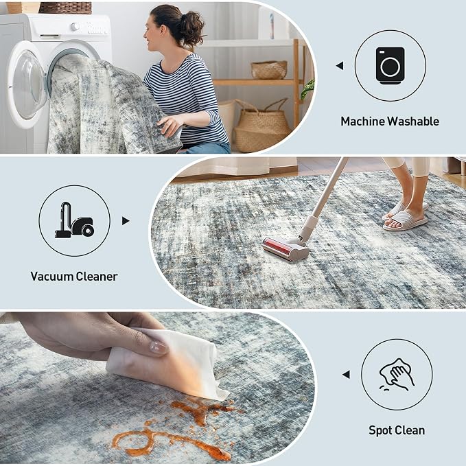 6x9 Area Rugs Washable Rug: Large Modern Abstract Living Room Rug Soft - Image 3