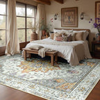RELEANY Area Rugs Large 10'x12' Washable Non-Slip, Floral Vintage Distress - Image 3