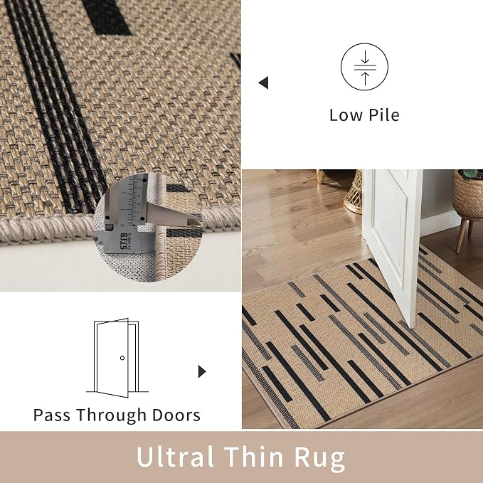 Tangsoo Stripe Easy Jute Rug, Ultra Thin 3x5 Washable Area Rug - Image 5