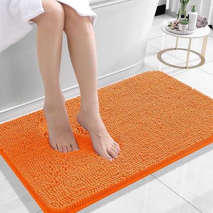 OLANLY Small Bathroom Rugs 24x16, Extra Soft Absorbent Chenille Bath Rugs by OLANLY