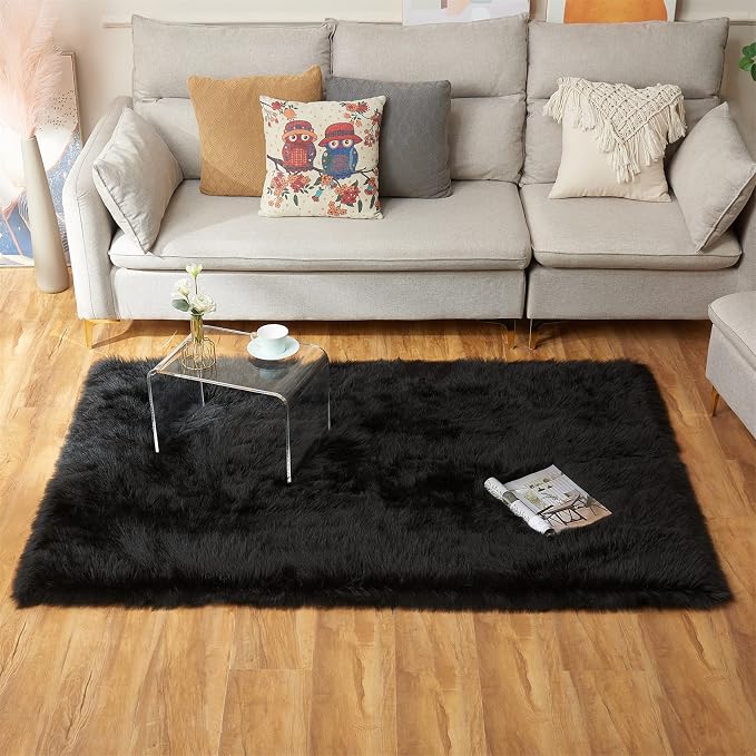 EasyJoy Ultra Soft Fluffy Shaggy Area Rug Faux Fur Rug Chair Cover Seat Pad - Image 4