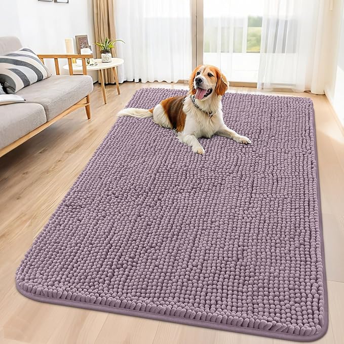 Smiry Dog Door Mat for Muddy Paws 59x35, Absorbent Dirt Trapper, Non-Slip by Smiry
