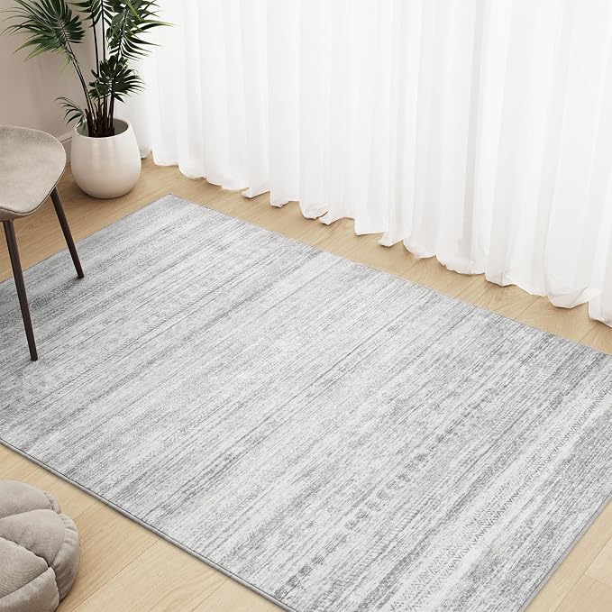 3x5 Area Rug Machine Washable Non Slip Rug Distressed Neutral Moroccan Boho Rug - Image 3