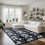 Fluffy Rug Shag Area Rug, Mottling Black 4x6 Area Rugs by Yongyangjuxi