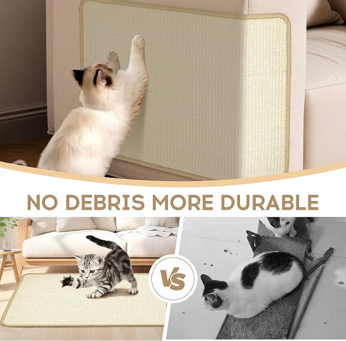 Graciadeco White Cat Scratching Mat Sisal, 2 Packs Sisal Fabric Large Cat - Image 5