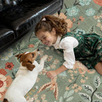DCX Vintage Floral Rug 6x6, Washable Sage Green Rug - Image 4