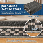 4ft Washable Round Rug for Entryway Modern Checkered Bedroom Circle Rug Non - Image 5