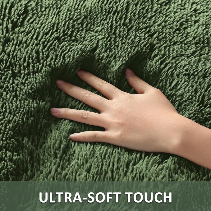 Ophanie Gray Green Rugs for Living Room 5x8, Grass Shag Fluffy Large Fuzzy - Image 2