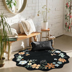 Lahome Floral Round Area Rugs, Washable Small Round Rug 3ft Non-Slip, Soft Boho - Image 2