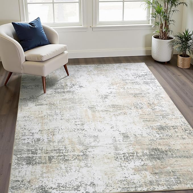 6x9 Abstract Rugs for Bedroom, Neutral Area Rug - Image 7