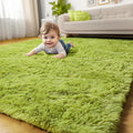 Grass Green Runner Rugs for Bedroom Decor Aesthetic, Fluffy Shag Area Rug 3x5 by Amdrebio