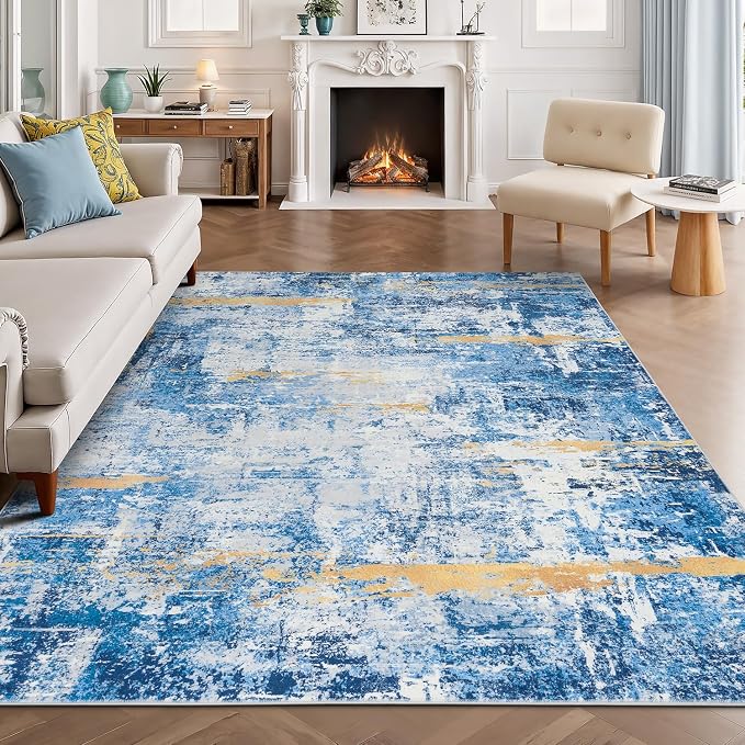 Rugflix 5x7 Area Rugs for Living Room, Washable Large Rug Stain-Resistant Low by RugflixAreaRugs